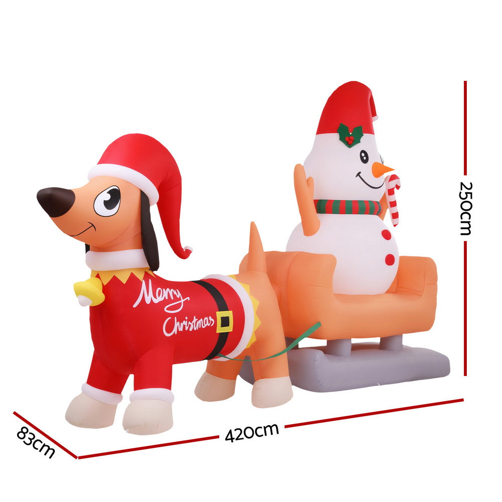 Illuminated Inflatable Snowman Dog Decoration