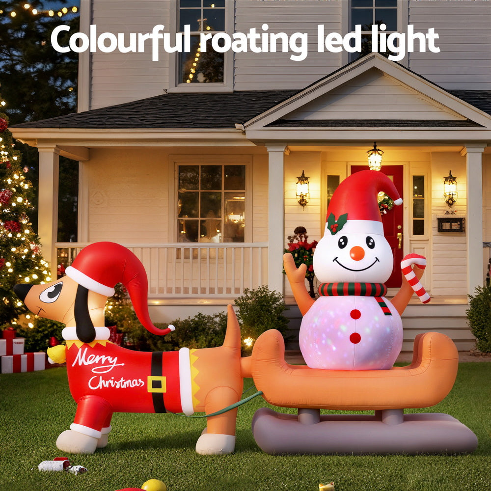 Illuminated Inflatable Snowman Dog Decoration