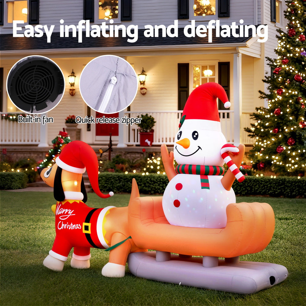Illuminated Inflatable Snowman Dog Decoration