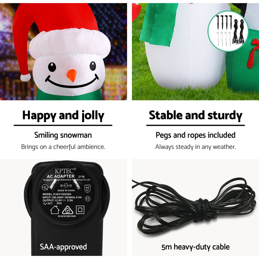 Jingle Jollys 1.8M Inflatable Snowman Decor
