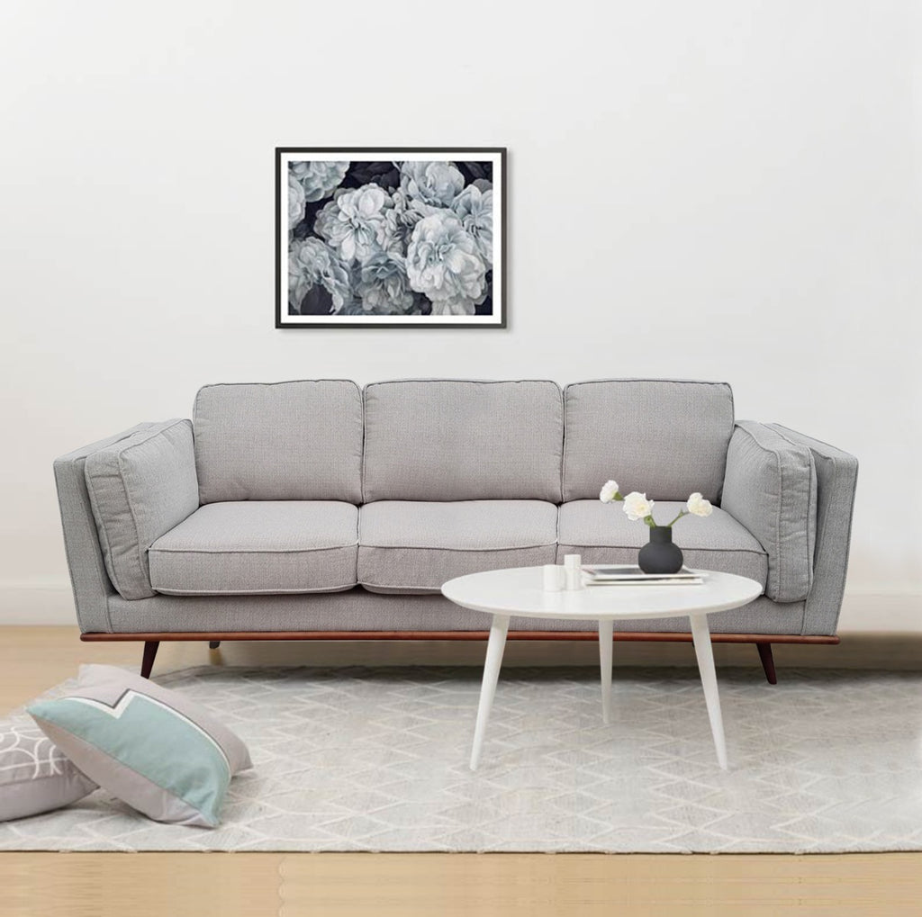 York 3 Seater Beige Fabric Sofa
