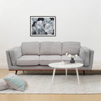 York 3 Seater Beige Fabric Sofa