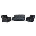Elegant Black Faux Leather Recliner Sofa