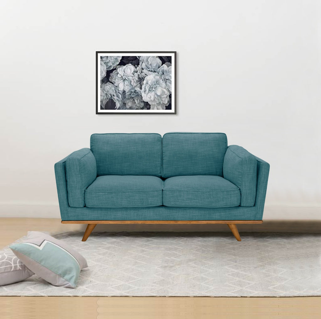 York Teal Fabric 2 Seater Sofa